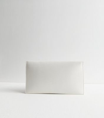 White Leather Look Envelope Clutch Bag New Look