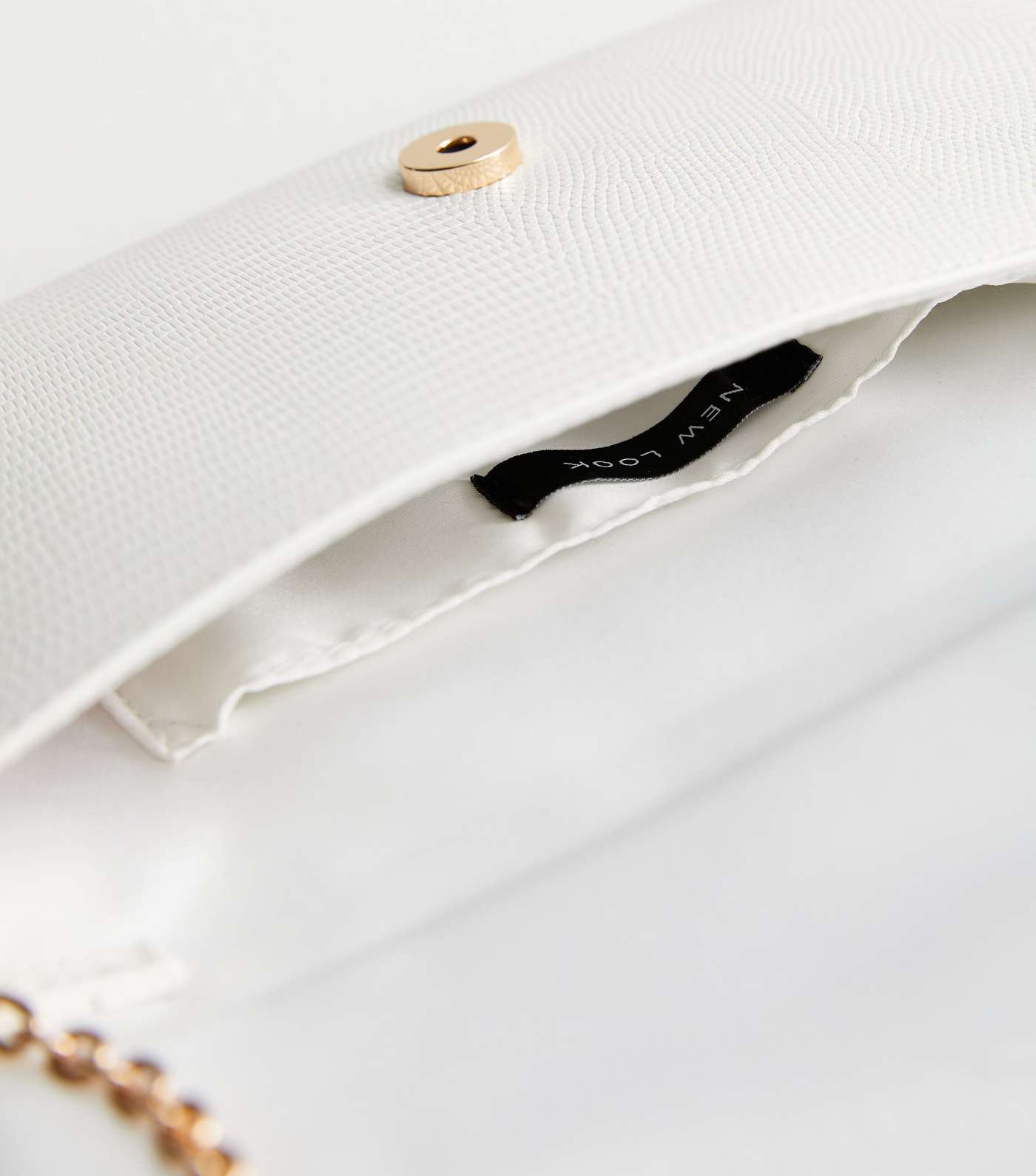 White Leather-Look Envelope Clutch Bag Image 5