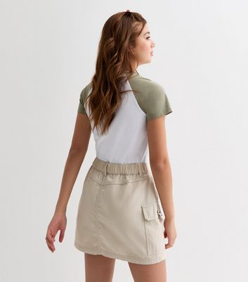 Girls Stone Cotton Buckle Cargo Skirt