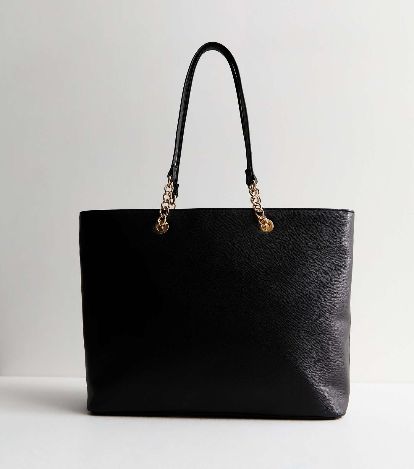 Black Leather-Look Tote Bag and Card Holder Image 4