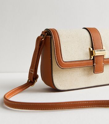 Canvas leather crossbody bag sale