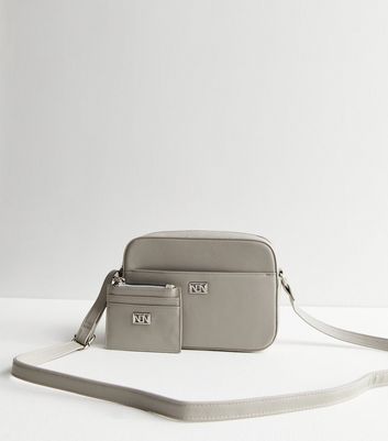 Grey Leather-Look Camera Cross Body Bag and Purse New Look