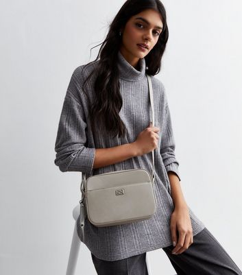 Grey leather crossbody on sale purse