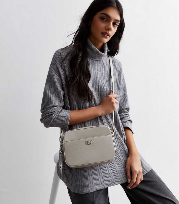 grey camera bag