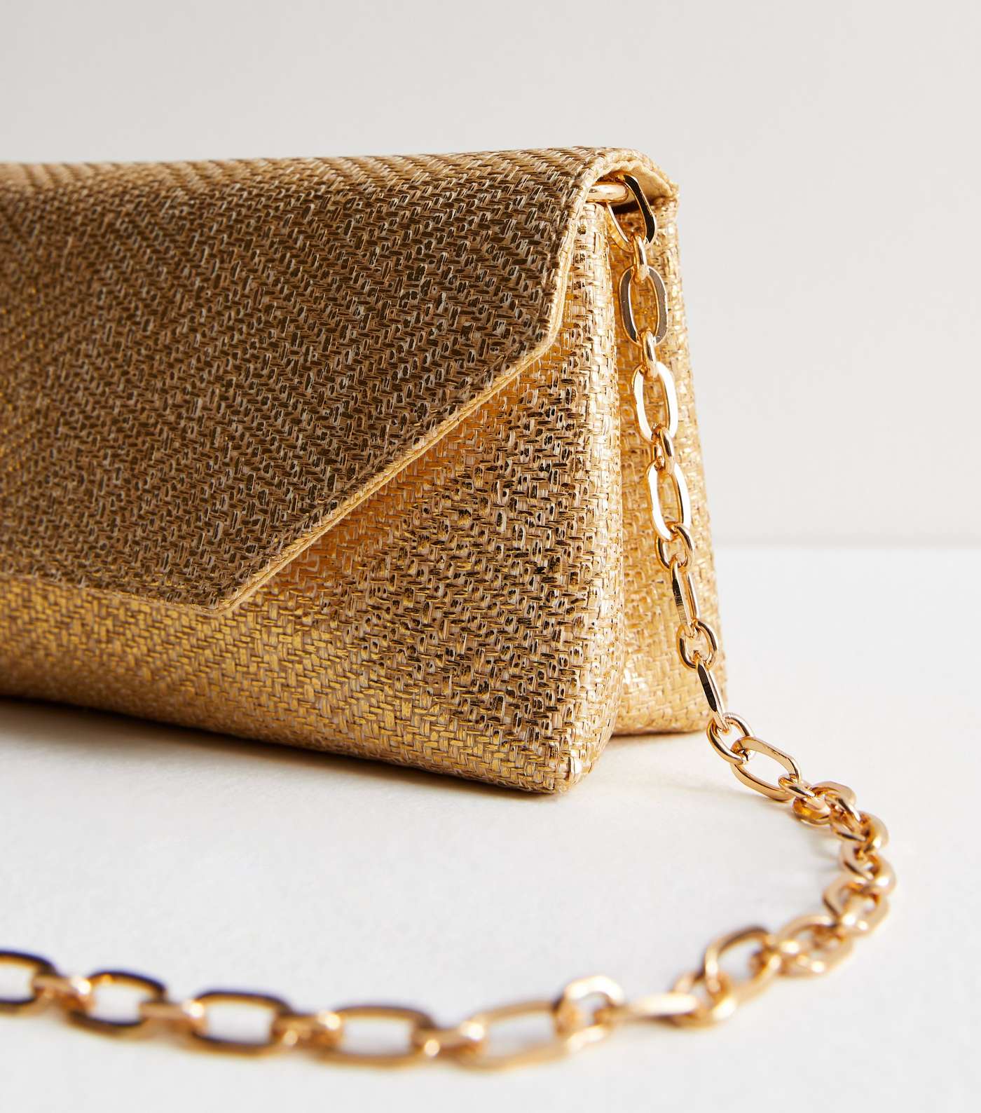 Gold Raffia Clutch Bag Image 3