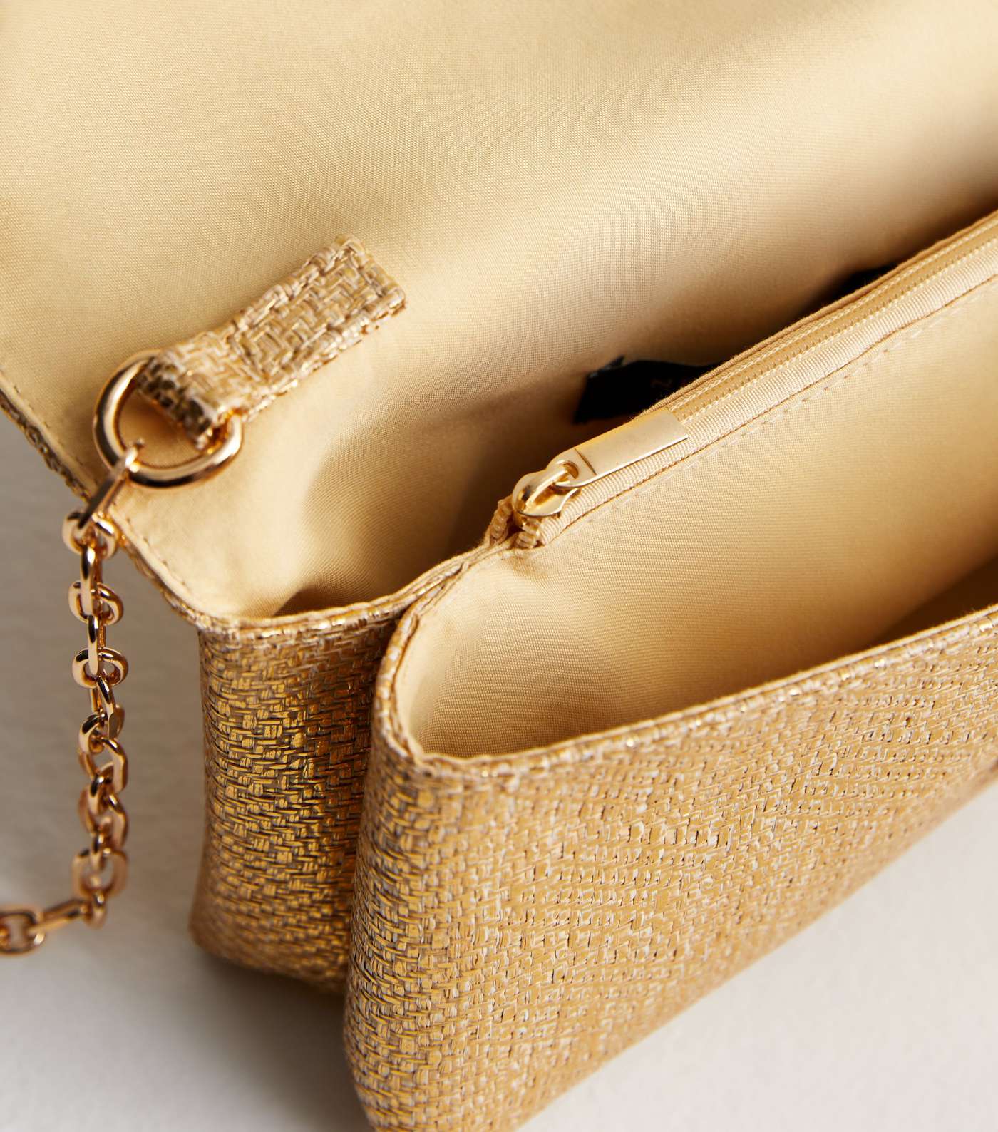 Gold Raffia Clutch Bag Image 5