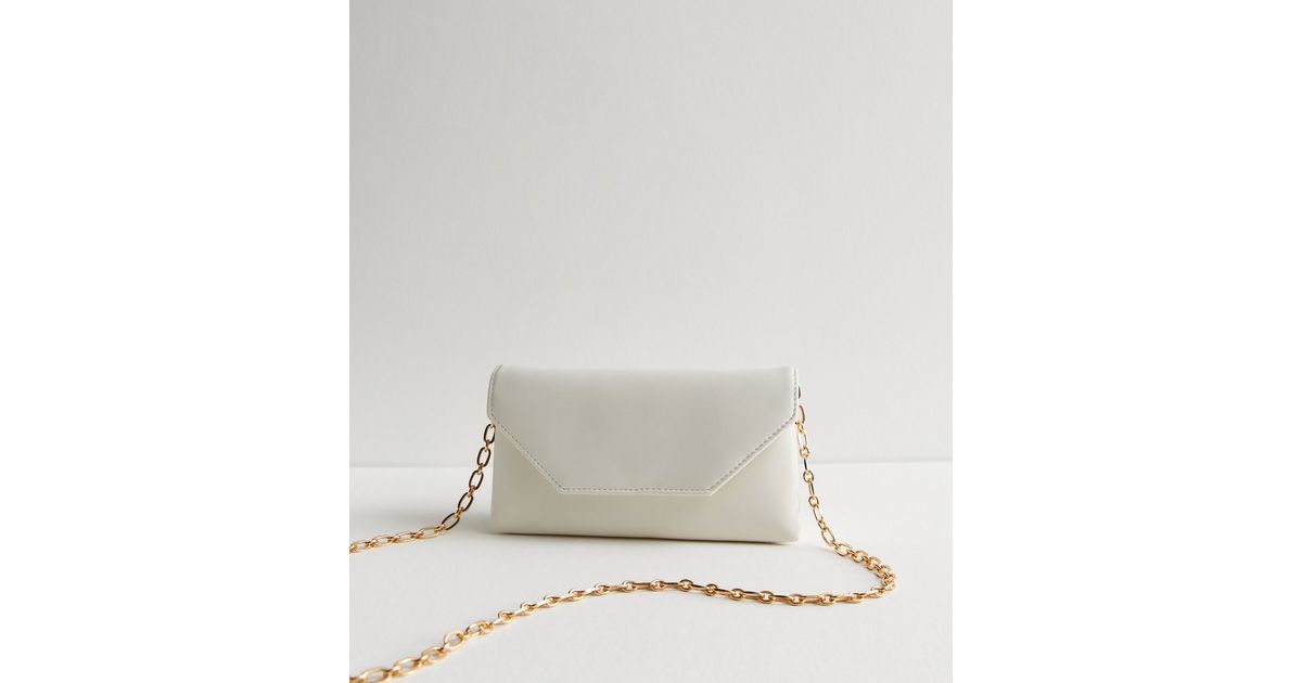 Cream LeatherLook Clutch Bag New Look