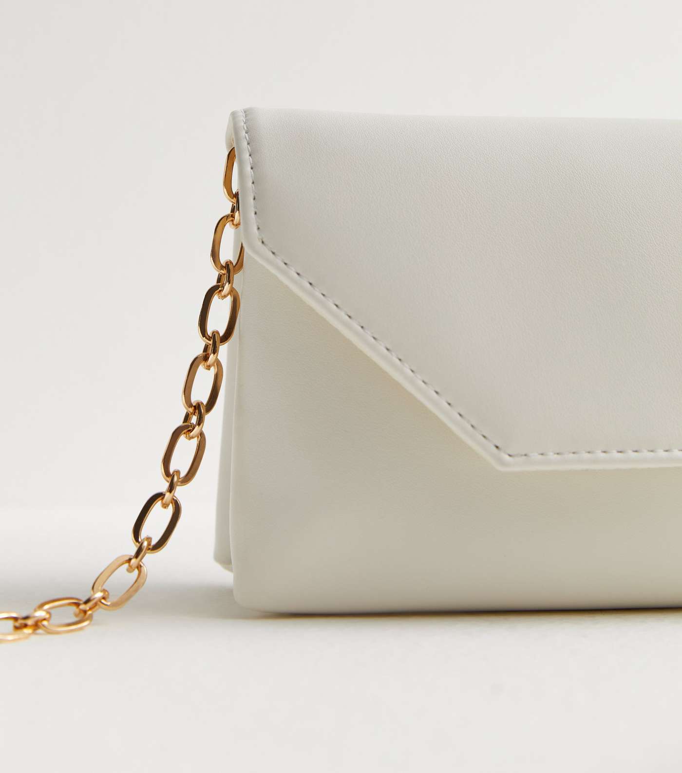 Cream Leather-Look Clutch Bag Image 3