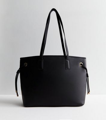 Black Leather-Look Debossed Tote Bag New Look