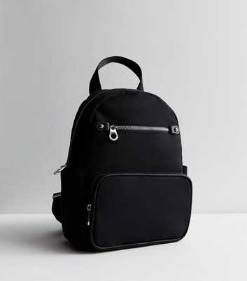 Black Zip Front Midi Backpack