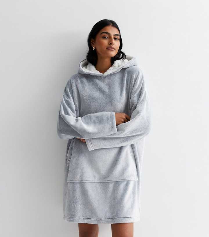 Hooded Sweatshirt Style Robe - Grey –