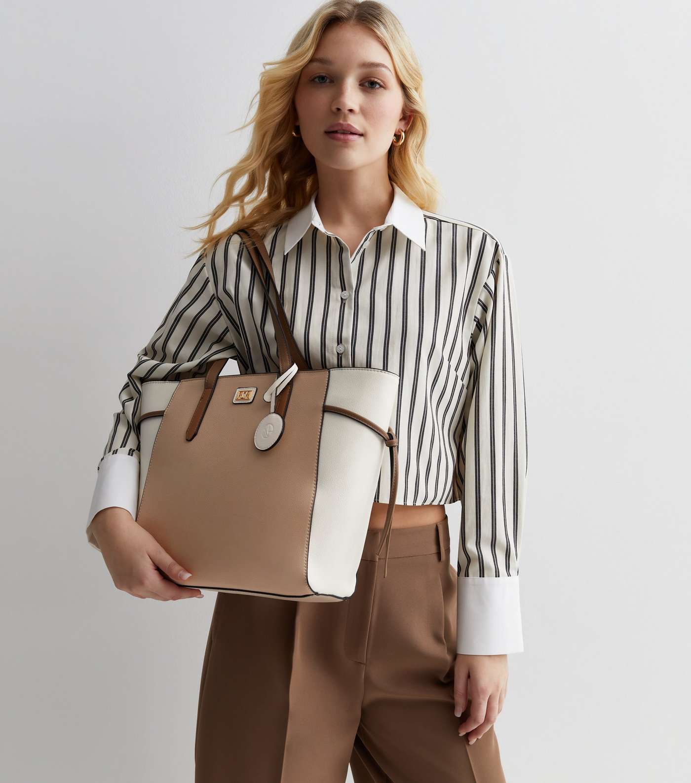 Light Brown Leather-Look Tote Bag  Image 2