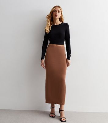 Rust midi hotsell skirt outfit