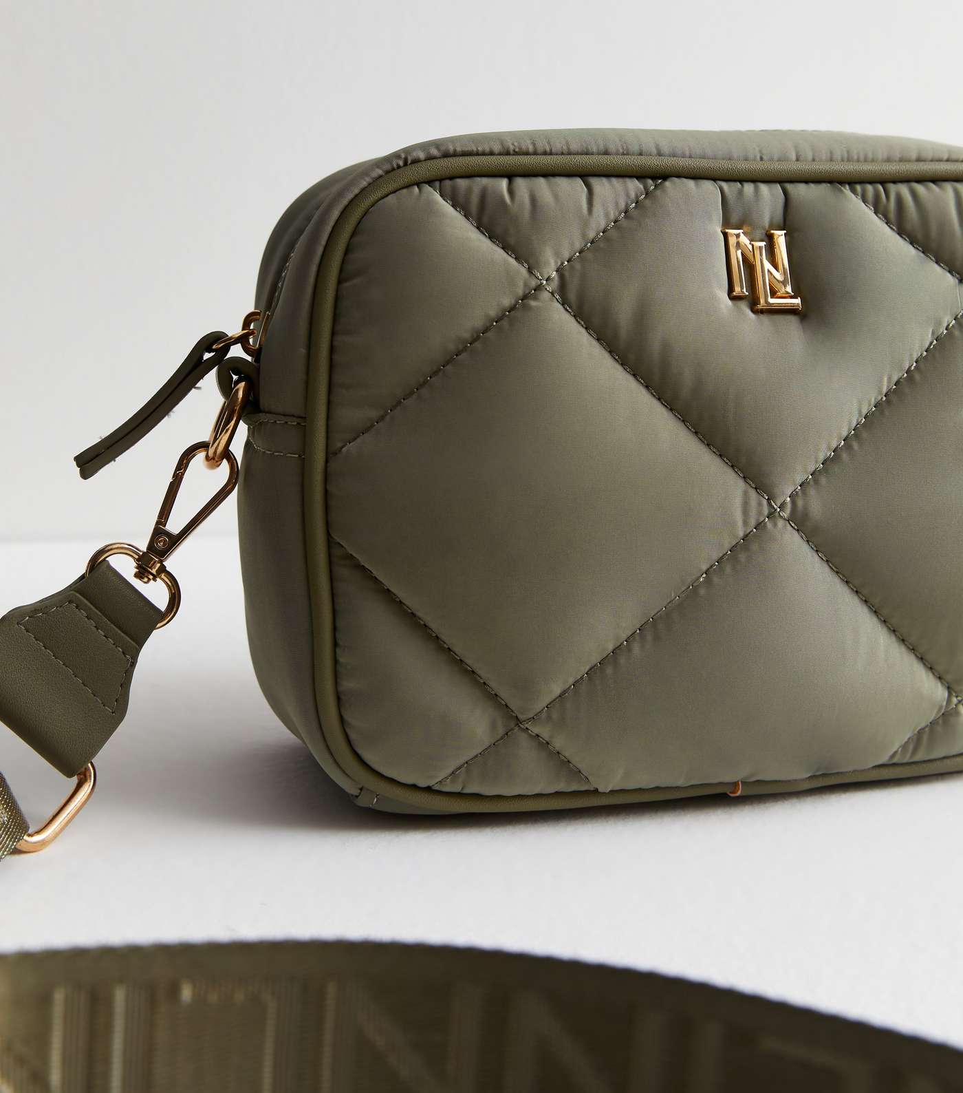 Olive Quilted Camera Cross Body Bag Image 3