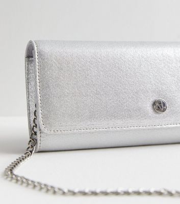 Silver Glitter Clutch Bag New Look