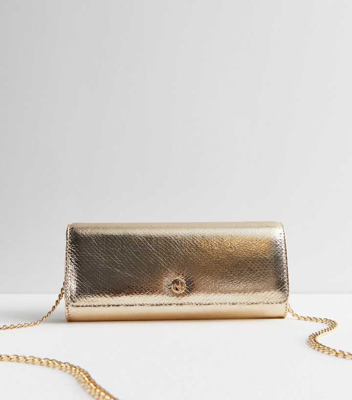 Gold Lizard Effect Clutch Bag