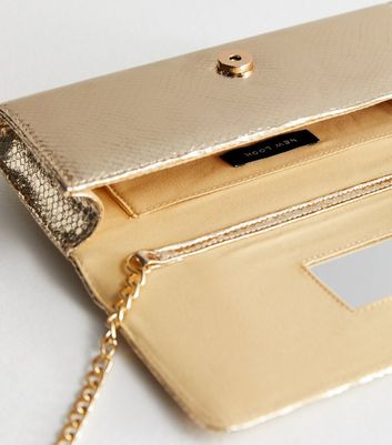 Gold clutch bag hot sale new look