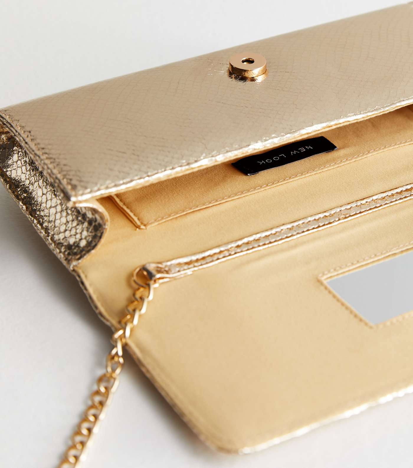 Gold Lizard Effect Clutch Bag Image 5