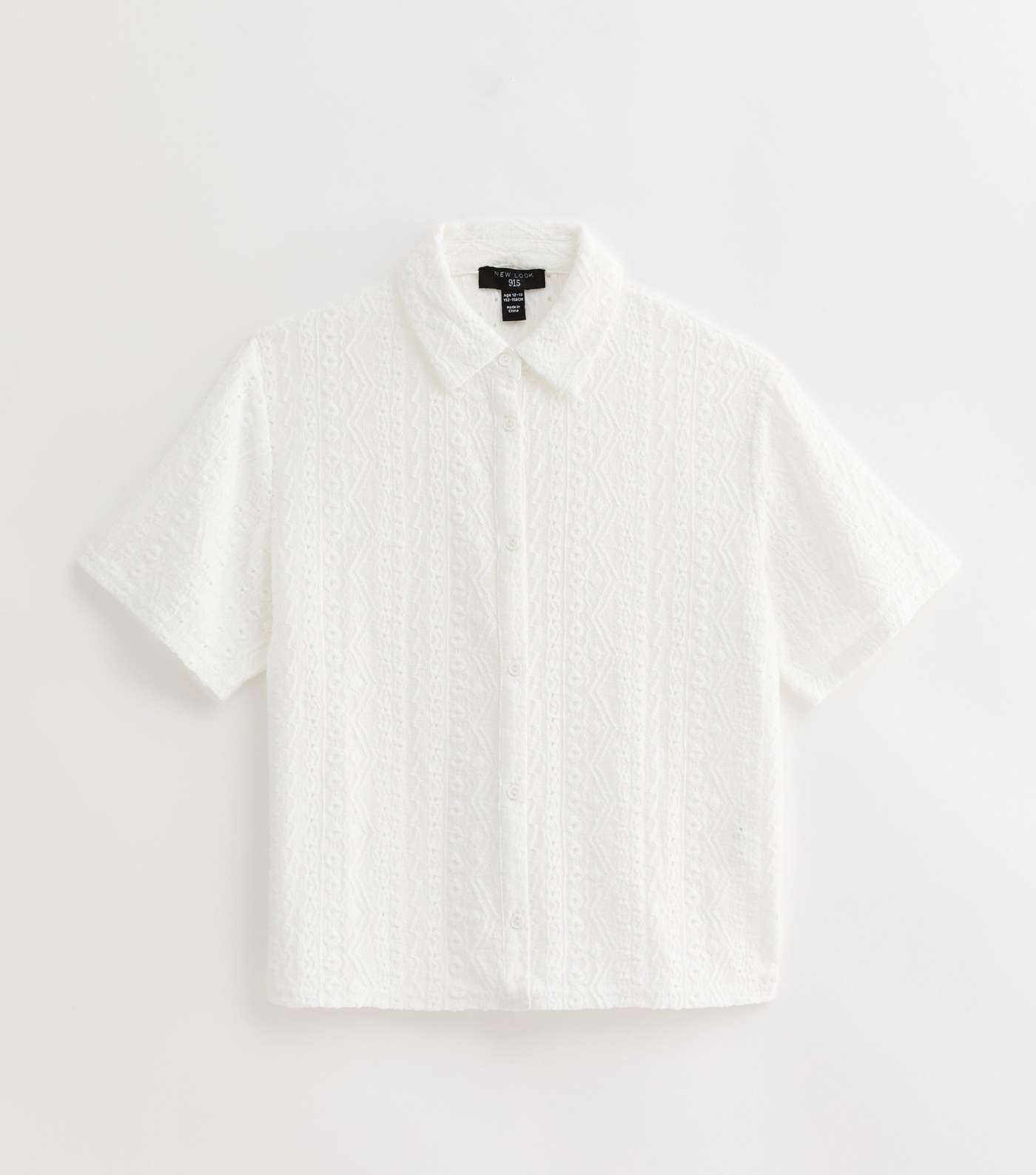 Girls White Broderie Short Sleeve Shirt Image 5