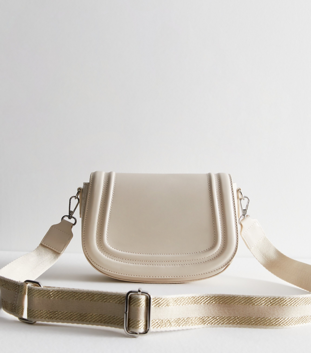 Cream Webbed Cross Body Saddle Bag New Look