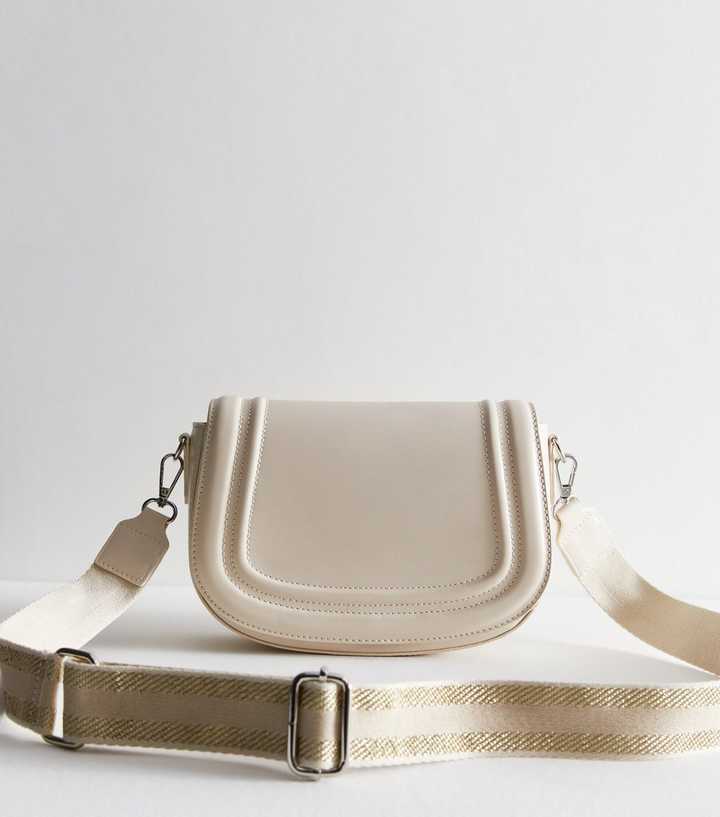 Cream Webbed Cross Body Saddle Bag