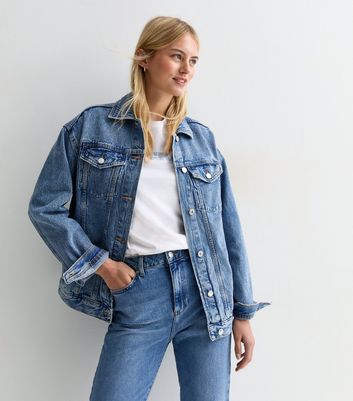 Tall Blue Oversized Denim Jacket New Look