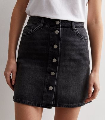 Black jean skirt top new look