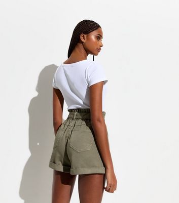 High rise 2025 khaki shorts