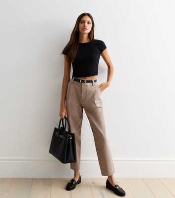 Mink High Waist Tapered Cotton Trousers