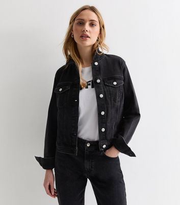 New look black hot sale cropped denim jacket