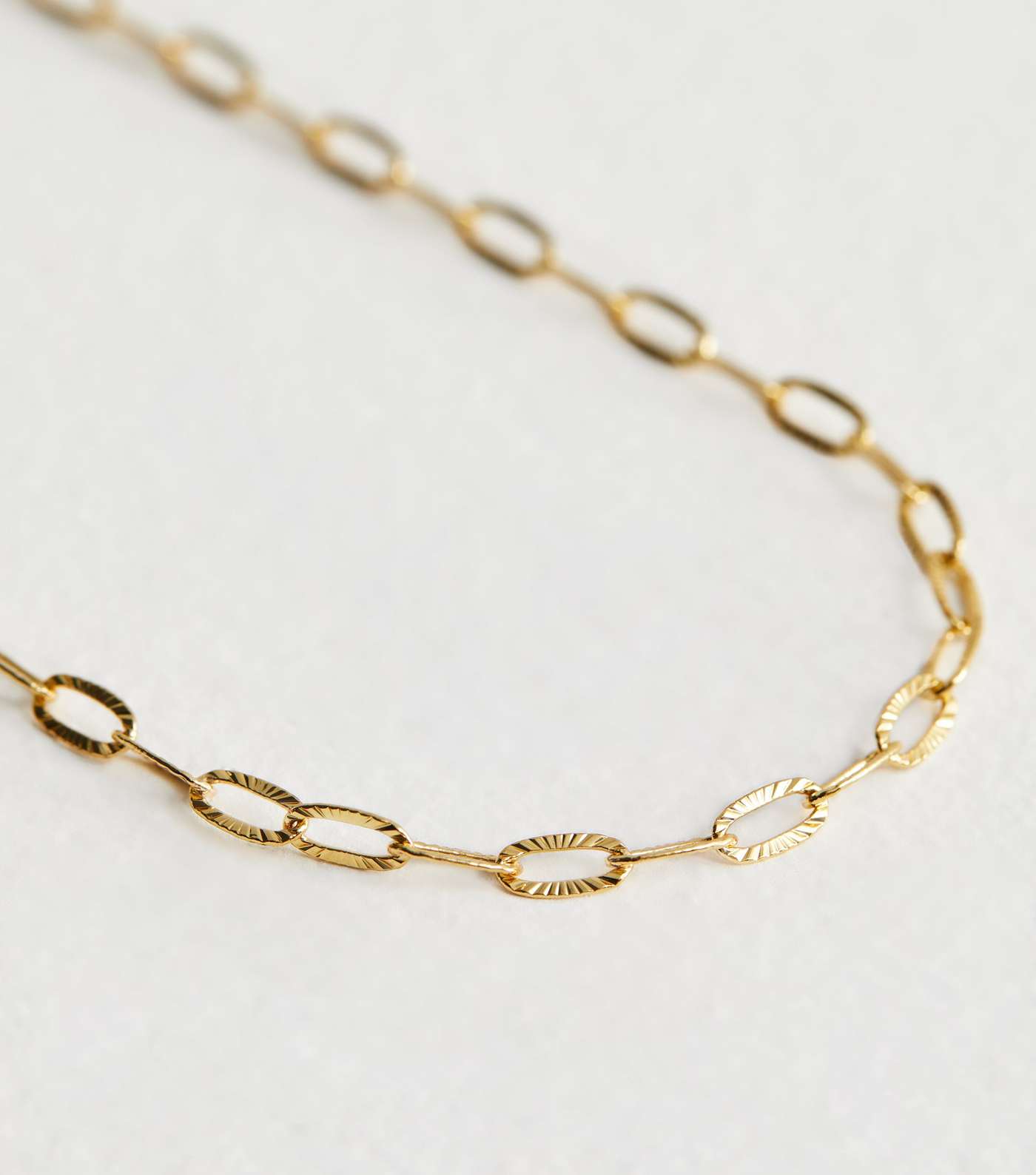 Real Gold Plate Textured Chain Necklace Image 4