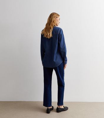 Blue Denim-Look Long Sleeve Shirt New Look