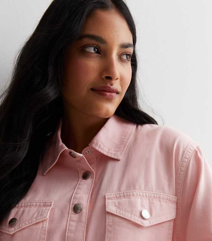 Oversized Pink Plaid Shirt Cotton Blend Soft Fabric