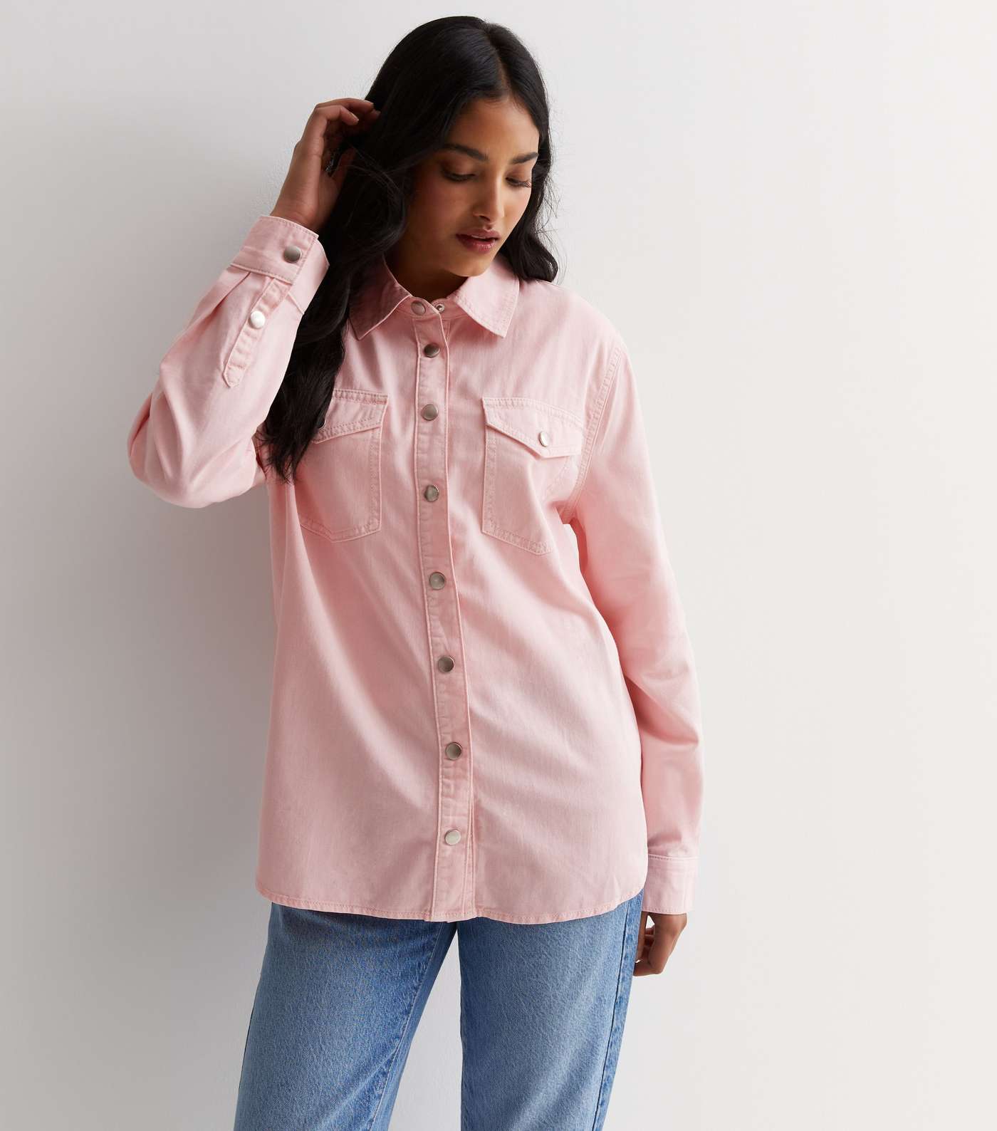 Pink Cotton Oversized Shirt Image 2