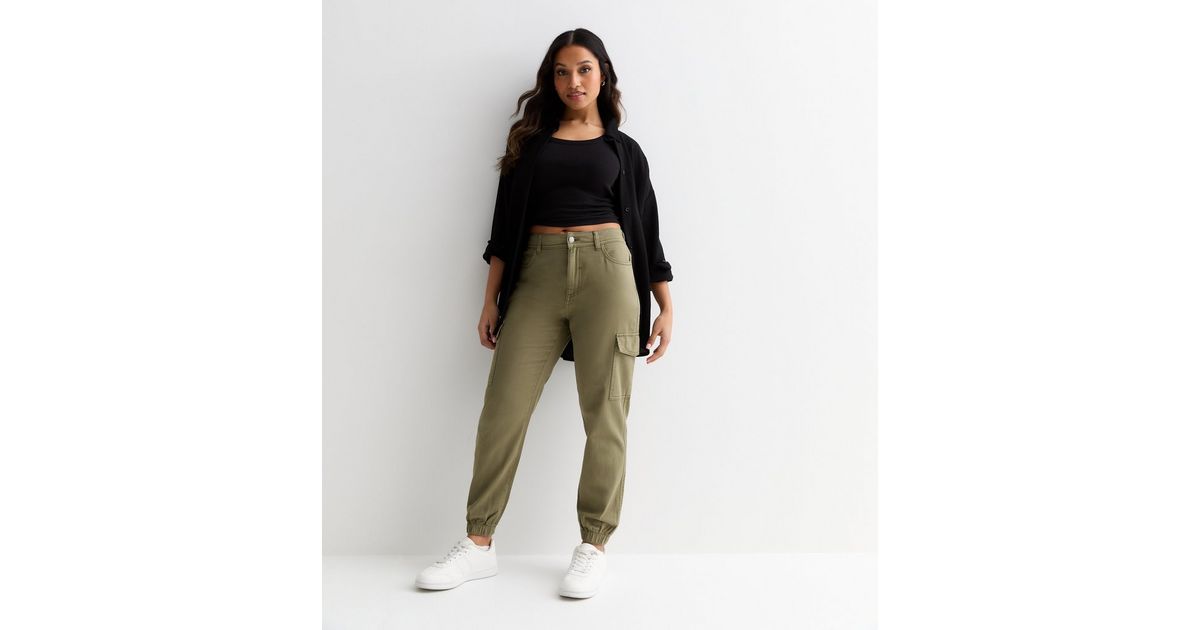 Cargo Pants New Look Tapered Trousers Petite Khaki Denim Cuffed