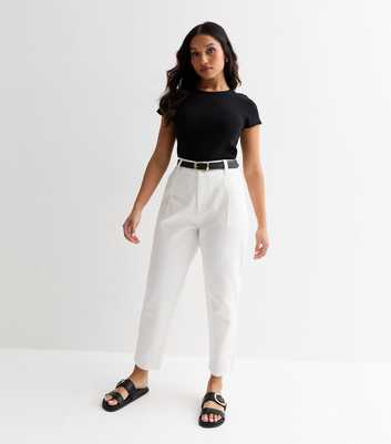 Petite Off White Denim Belted Trousers