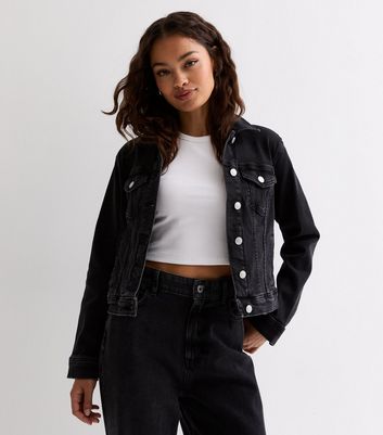 Fashion black petite denim jacket