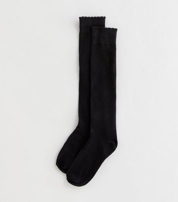 2 Pack Black Knee High Frill Socks New Look