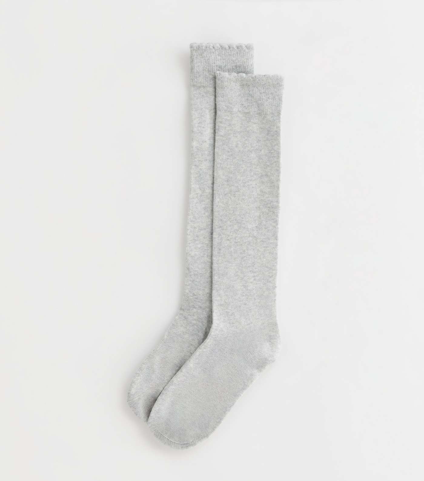 2 Pack Pale Grey Knee High Frill Socks