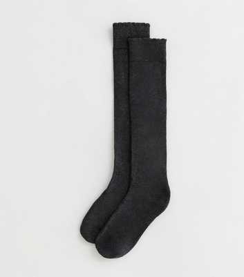 2 Pack Dark Grey Knee High Frill Socks