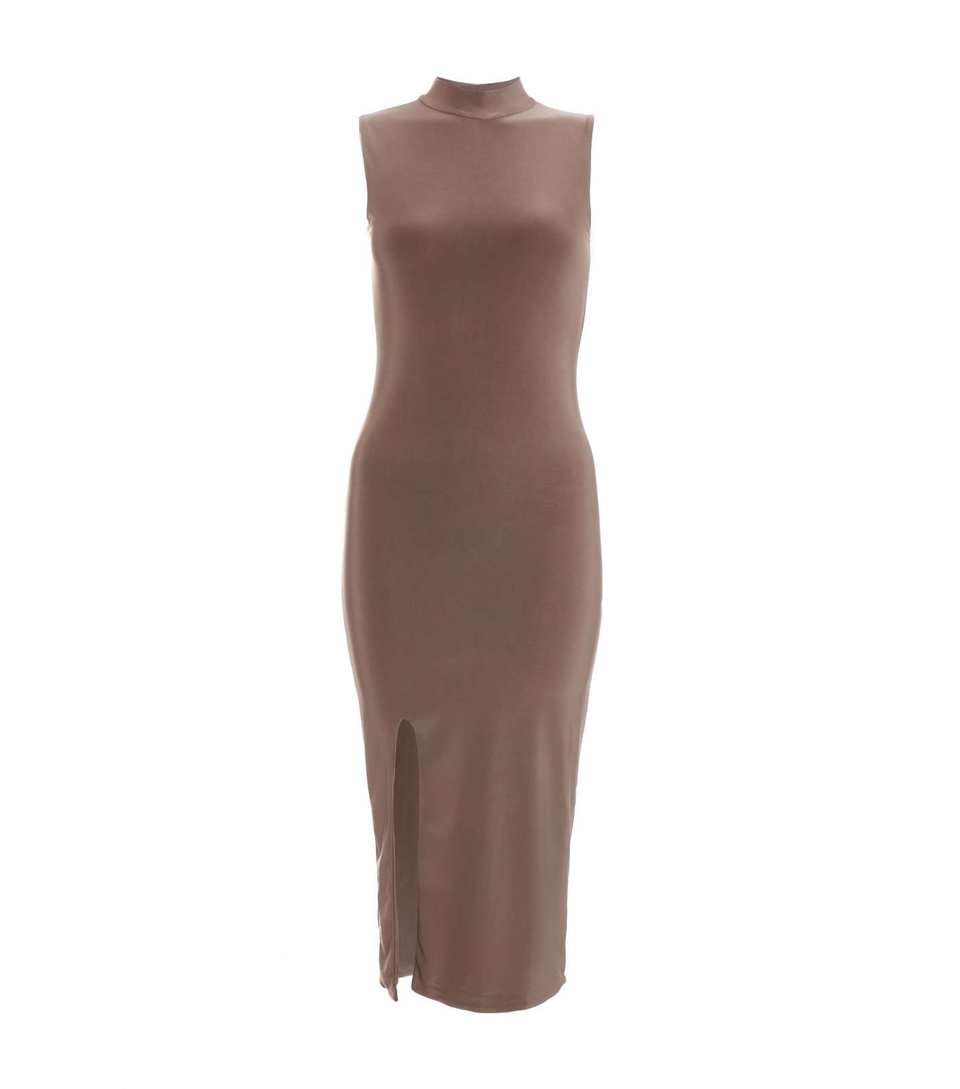 QUIZ Petite Dark Brown Jersey Sleeveless Midaxi Dress Image 4