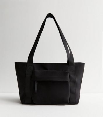 Black Pocket Front Tote Bag New Look