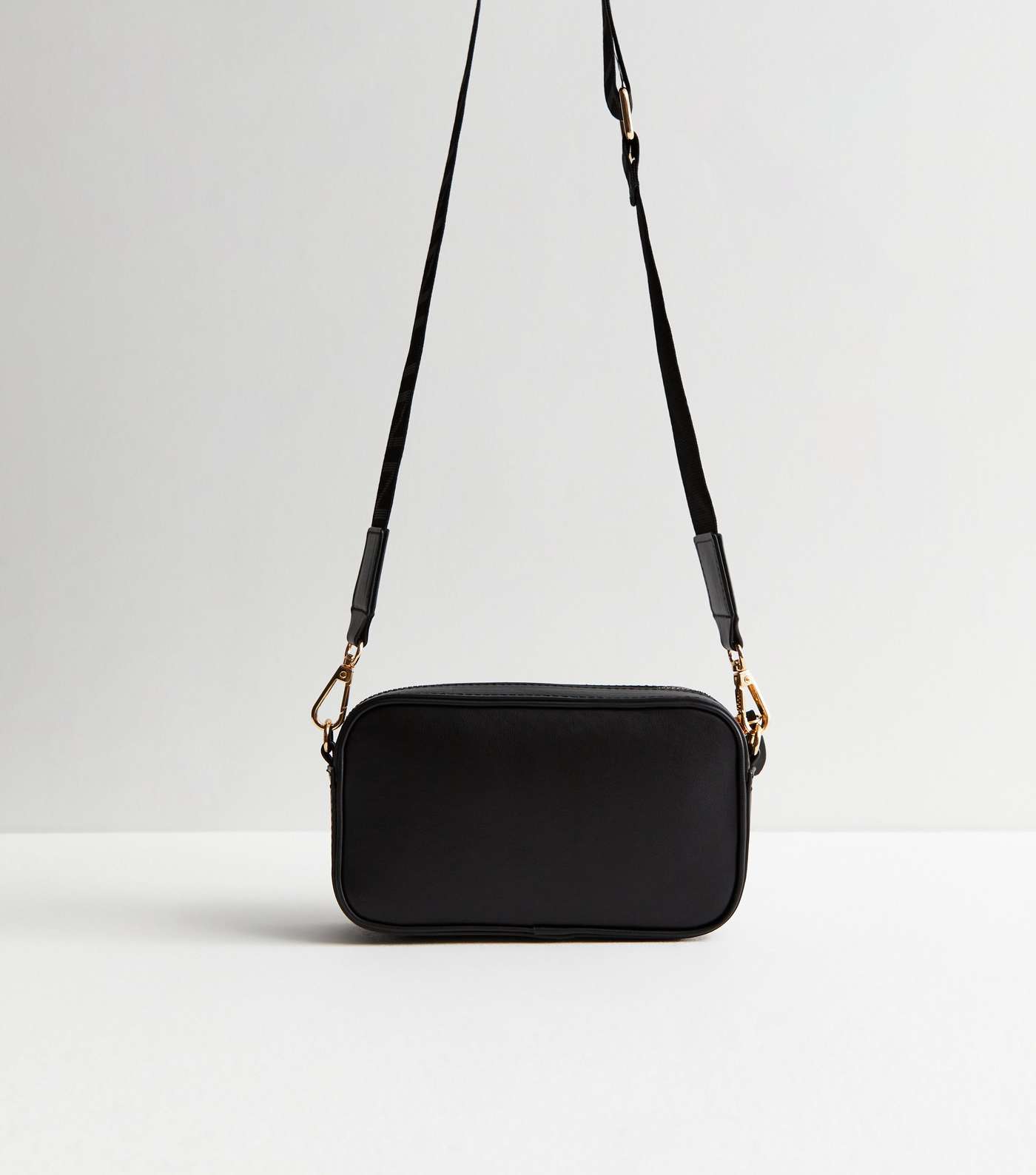 Black Leather-Look Embossed Camera Cross Body Bag Image 4