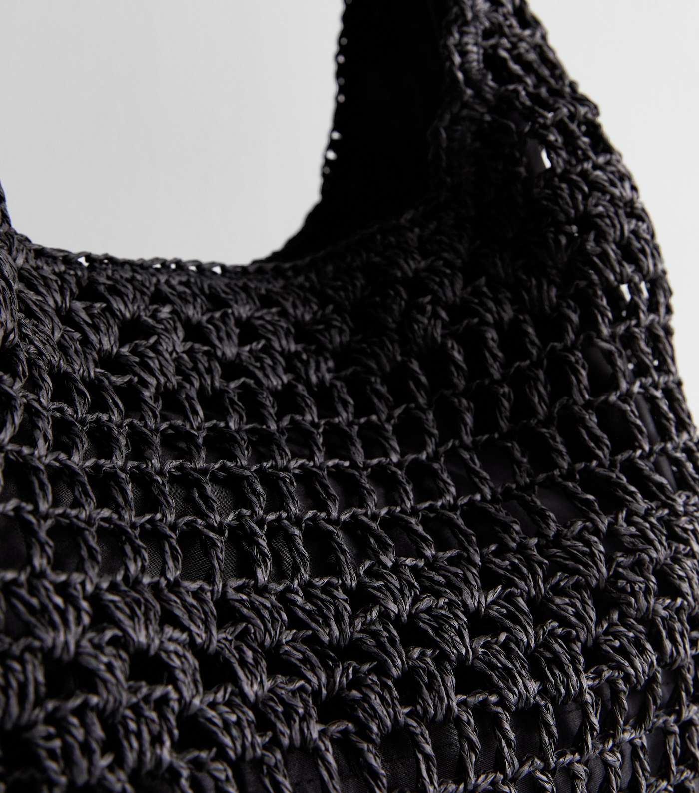 Black Woven Slouchy Hobo Shoulder Bag Image 3