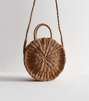 Brown Woven Circle Crossbody Bag New Look