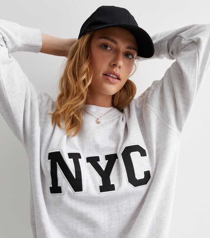 Pale Grey NYC Logo Oversized Sweatshirt