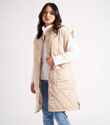 Urban Bliss Stone Longline Quilted Gilet
