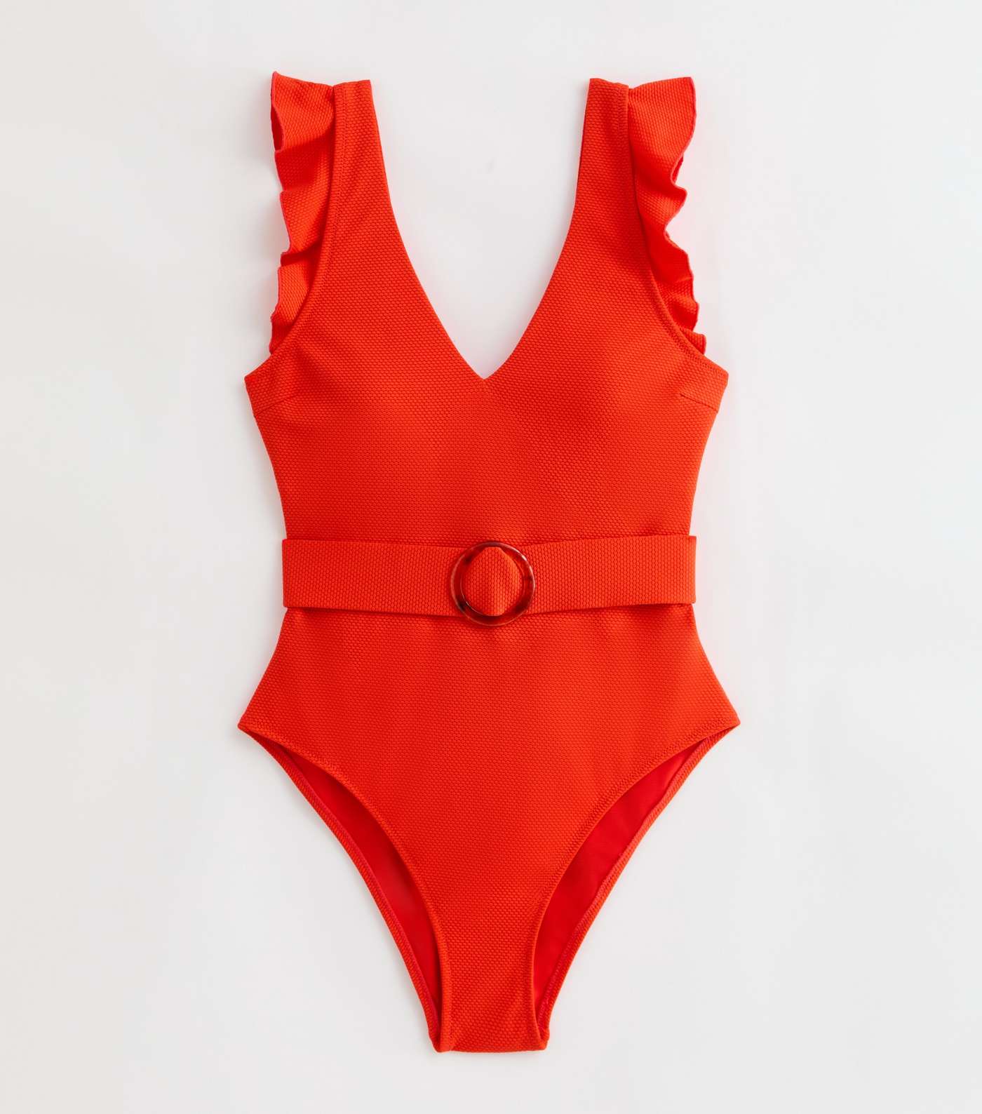 Red Frill Belted Swimsuit Image 5