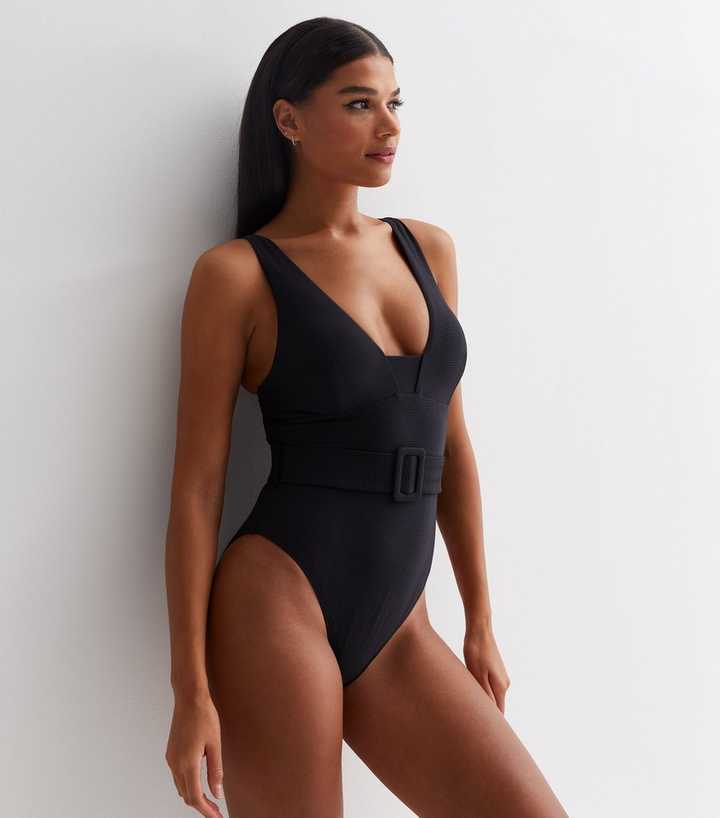 Ribbed Belted Swimsuit - Black – LUSEA SWIMWEAR