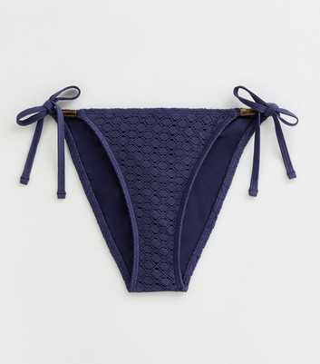 Blue Crochet Side Tie Bikini Bottoms